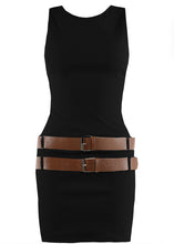 Load image into Gallery viewer, Black Double Belt Dress
