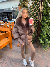 Load image into Gallery viewer, Fur Puffer Coat In Chocolate
