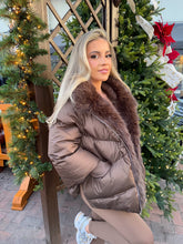 Load image into Gallery viewer, Fur Puffer Coat In Chocolate

