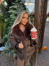 Load image into Gallery viewer, Fur Puffer Coat In Chocolate
